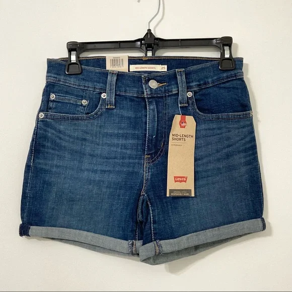 LEVI'S Sculpt Hypersoft Original Style Mid Length Denim Stretch Jean Shorts - Picture 4 of 12